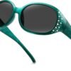 CEREMONYT Sunglasses Oval Sunglasses for Women, Rhinestone Wrap Around Sunglasses with UV400 Protection