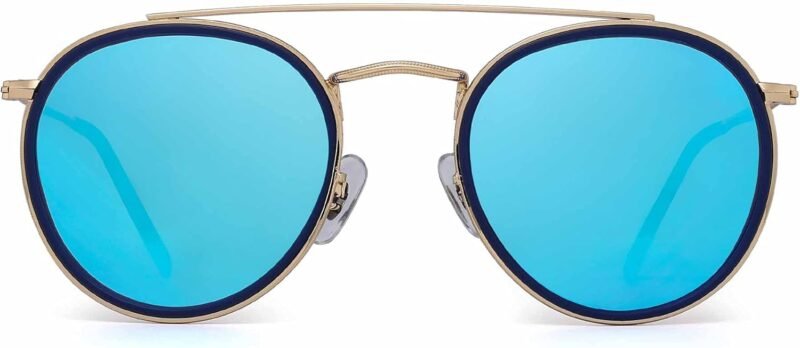 CEREMONYT Sunglasses Round  Small Polarized Round Sunglasses for Women Vintage Double Bridge Frame