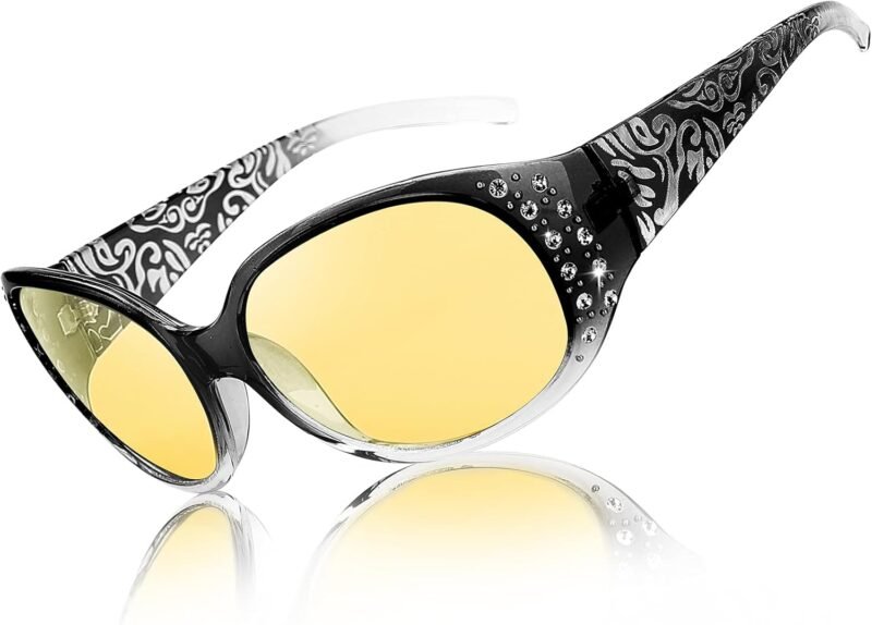 CEREMONYT Sunglasses Oval Sunglasses for Women, Rhinestone Wrap Around Sunglasses with UV400 Protection
