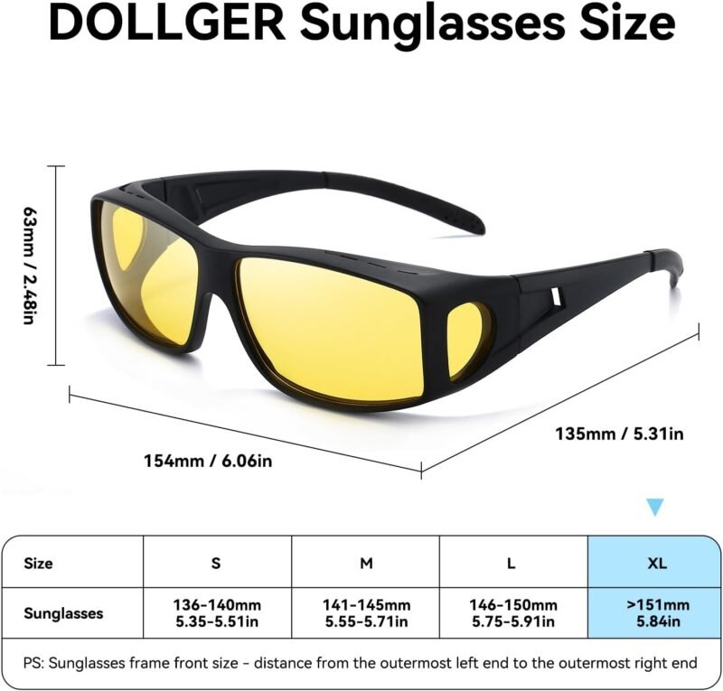 CEREMONYT Sunglasses Wraparound Night Vision Glasses for Women Men, Fit Over Prescription Glasses with Anti Glare Yellow Lens