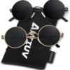CEREMONYT Sunglasses Round  Polarized Sunglasses Men Women,Retro Metal Hippie Shades with 100% UV Protection