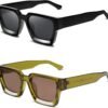 CEREMONYT Sunglasses Square  Thick Square Sunglasses for Men Women Retro Chunky Rectangle Shades UV400 Protection VL9731