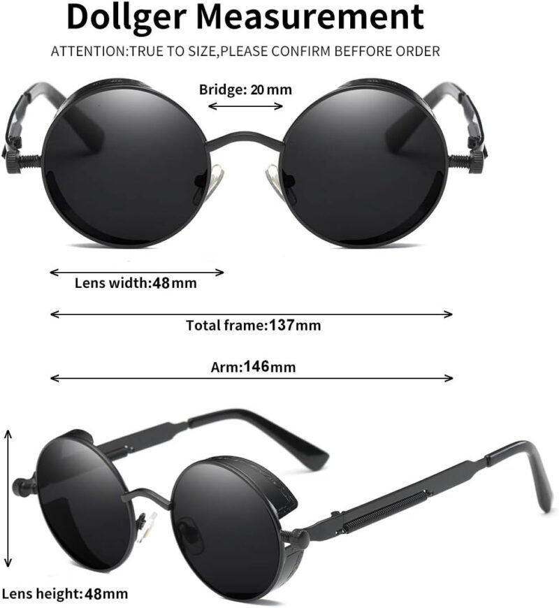 CEREMONYT Sunglasses Round  Vintage Steampunk Retro Metal Round Circle Frame Sunglasses