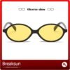 CEREMONYT Sunglasses OvalSunglasses for Women Men Small Round Sunnies 90s Vintage Style (Black/Yellow)