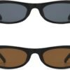 CEREMONYT Sunglasses Oval Narrow Cat Eye Sunglasses for Women 90s  Oval  Womens Oval Sunglasses Fashion Small Black Shades