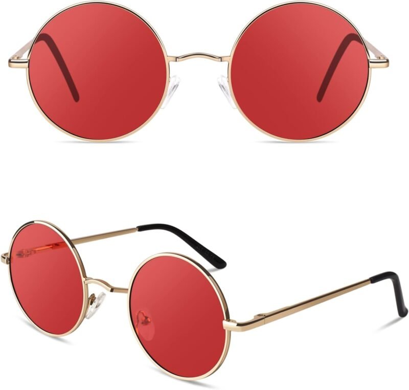 CEREMONYT Sunglasses Round  Men Women Shades Polarized Hippie Lennon Retro Circle UV400 Sun Glasses