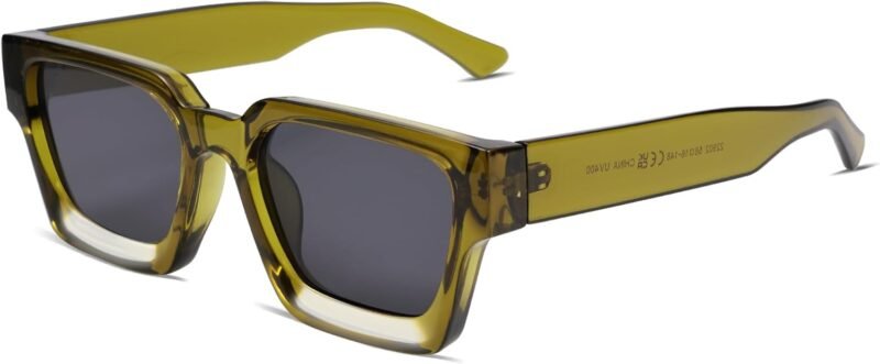 CEREMONYT Sunglasses Square  Thick Square Sunglasses for Men Women Retro Chunky Rectangle Shades UV400 Protection VL9731