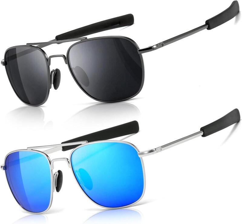 CEREMONYT Sunglasses Men’s Military Style Polarized Pilot  Sunglasses Bayonet Temples