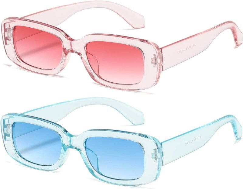 CEREMONYT Sunglasses Square Rectangle Sunglasses for Women Men Trendy Retro Fashion Sun Glasses 90’s Vintage UV 400 Protection Square Frame K1200