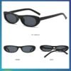 CEREMONYT Sunglasses Oval Narrow Cat Eye Sunglasses for Women Men 90s Sun Glasses Womens Small Oval Sunglasses Black Shades