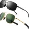 CEREMONYT Sunglasses Lightweight Rectangular Men’s Sunglasses and Military Style Polarized Pilot  Sunglasses