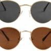 CEREMONYT Sunglasses Round Small Round Polarized Sunglasses for Men Women Classic Circle Metal Frame Sun Glasses 2 Pack