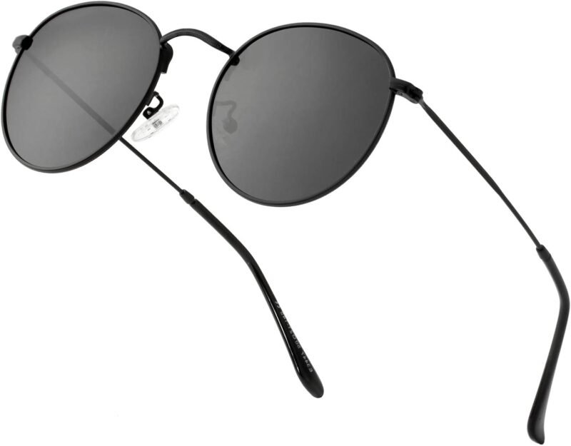 CEREMONYT Sunglasses Round Polarized Sunglasses for Women Men Classic Retro Sun Glasses Circle Metal Frame Shades UV Protection