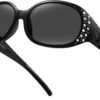 CEREMONYT Sunglasses Oval Sunglasses for Women, Rhinestone Wrap Around Sunglasses with UV400 Protection