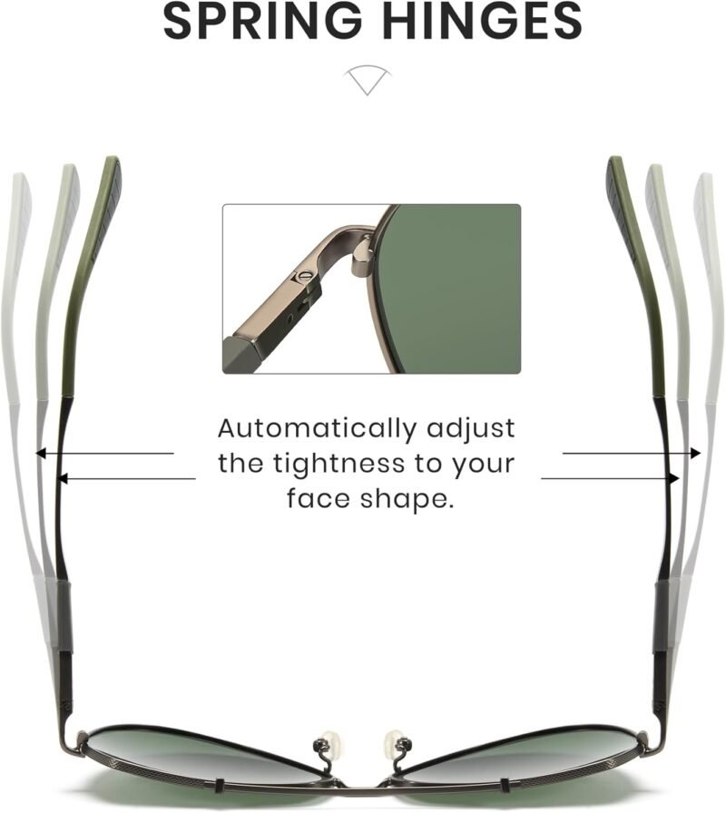 61rH7E5Ep8L._AC_SL1500 CEREMONYT Sunglasses Military Sunglasses for Men Trendy Pilot Shade Metal Frame Polarized Lens UV Protection for Outdoor