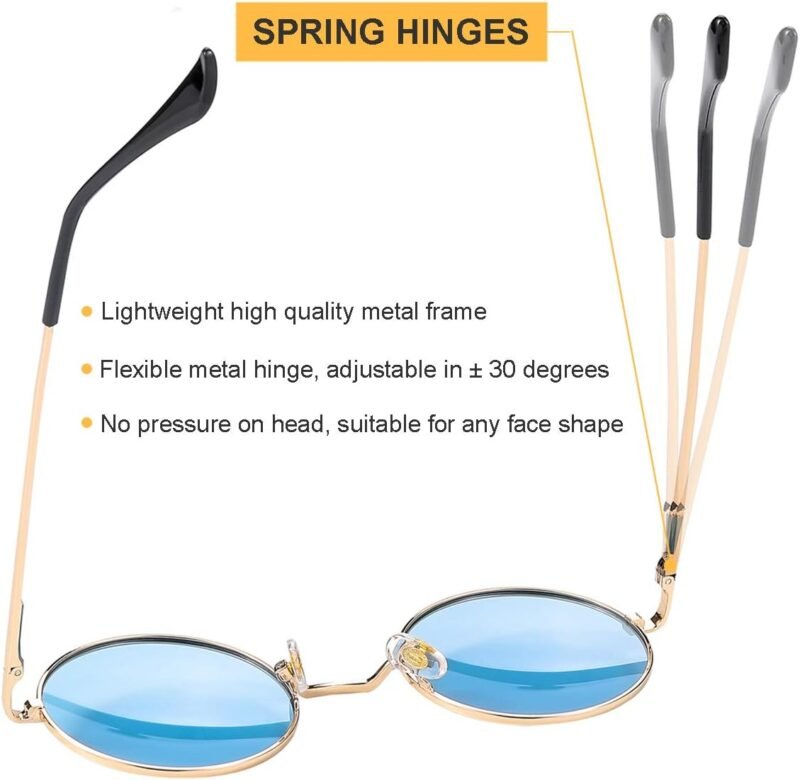 CEREMONYT Sunglasses Round Polarized Round Sunglasses for Men Women Hippie Small Circle Glasses Red Yellow Lenses