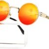 CEREMONYT Sunglasses Round  Round Steampunk Sunglasses Circle Lennon Hippie Glasses Metal Frame 100% UV Blocking Lens