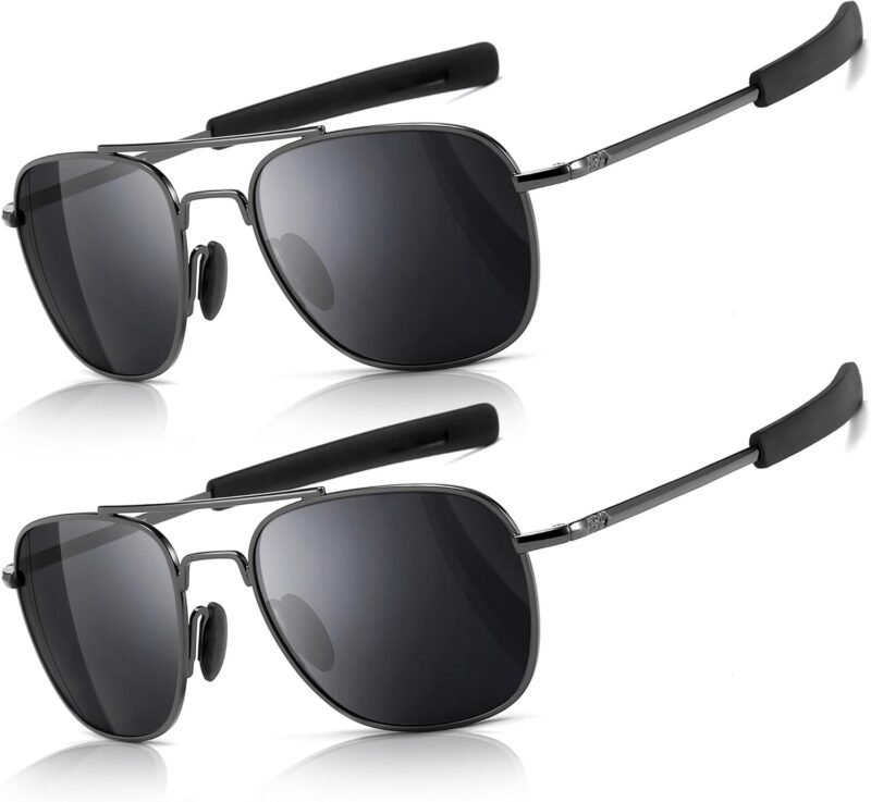 CEREMONYT Sunglasses Men’s Military Style Polarized Pilot  Sunglasses Bayonet Temples