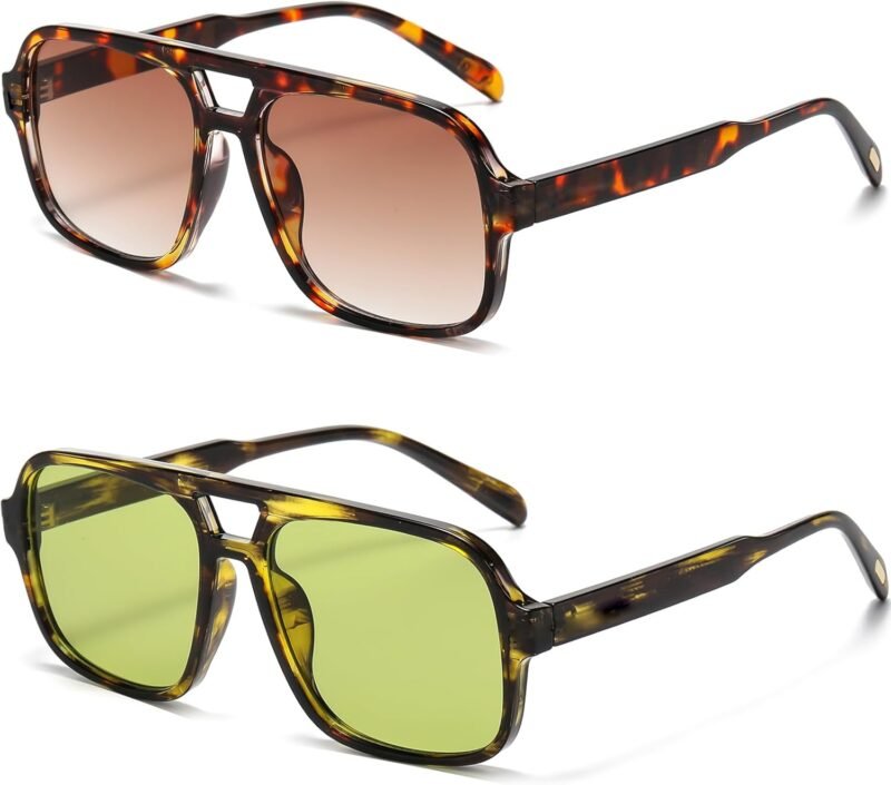 CEREMONYT Sunglasses Square Retro Sunglasses for Women Men Trendy Classic 70s Square Aviator Sun Glasses Vintage Shades