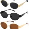CEREMONYT Sunglasses Oval Sunglasses for Women Men – Fashion Sun Glasses – Rectangle Metal Frame Shades