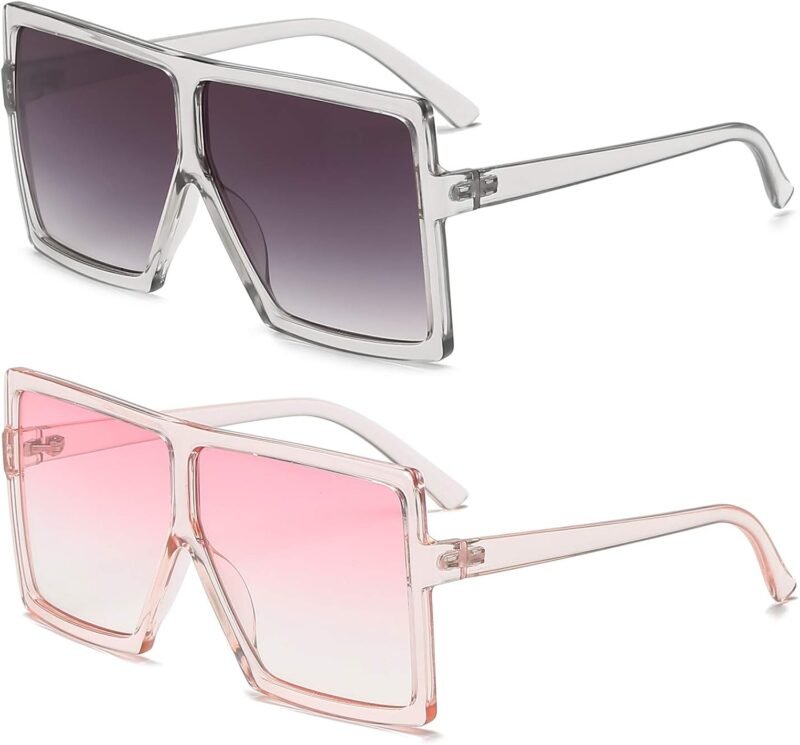 CEREMONYT Sunglasses Square Square Oversized Sunglasses for Women Men Flat Top Fashion Shades