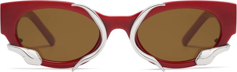 CEREMONYT Sunglasses Cat Eye Trendy Sunglasses for Women Men Vintage Narrow Cateye Metal Snake Sunnie Y2k Accessories AP3621
