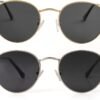 CEREMONYT Sunglasses Round Small Round Polarized Sunglasses for Men Women Classic Circle Metal Frame Sun Glasses 2 Pack