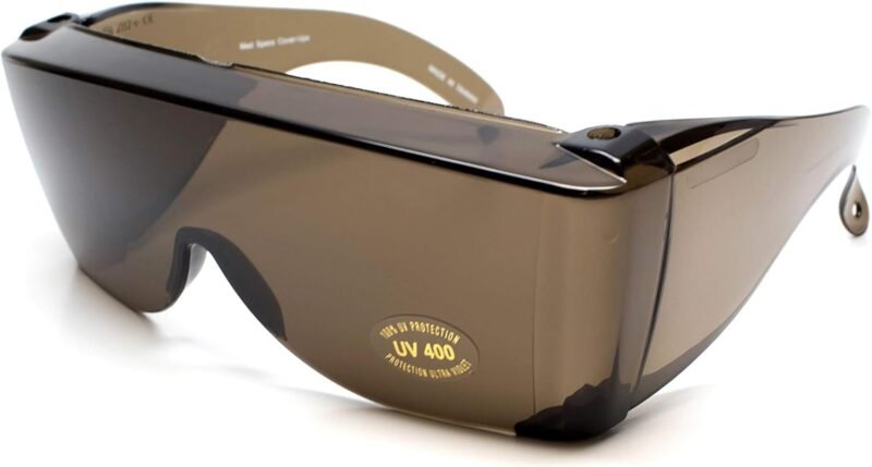 CEREMONYT Sunglasses Wraparound  Fit Over Safety Glasses Fitover Prescription Eyewear Smoke Grey Men Women Wraparound Tinted Anti Scratch Glare