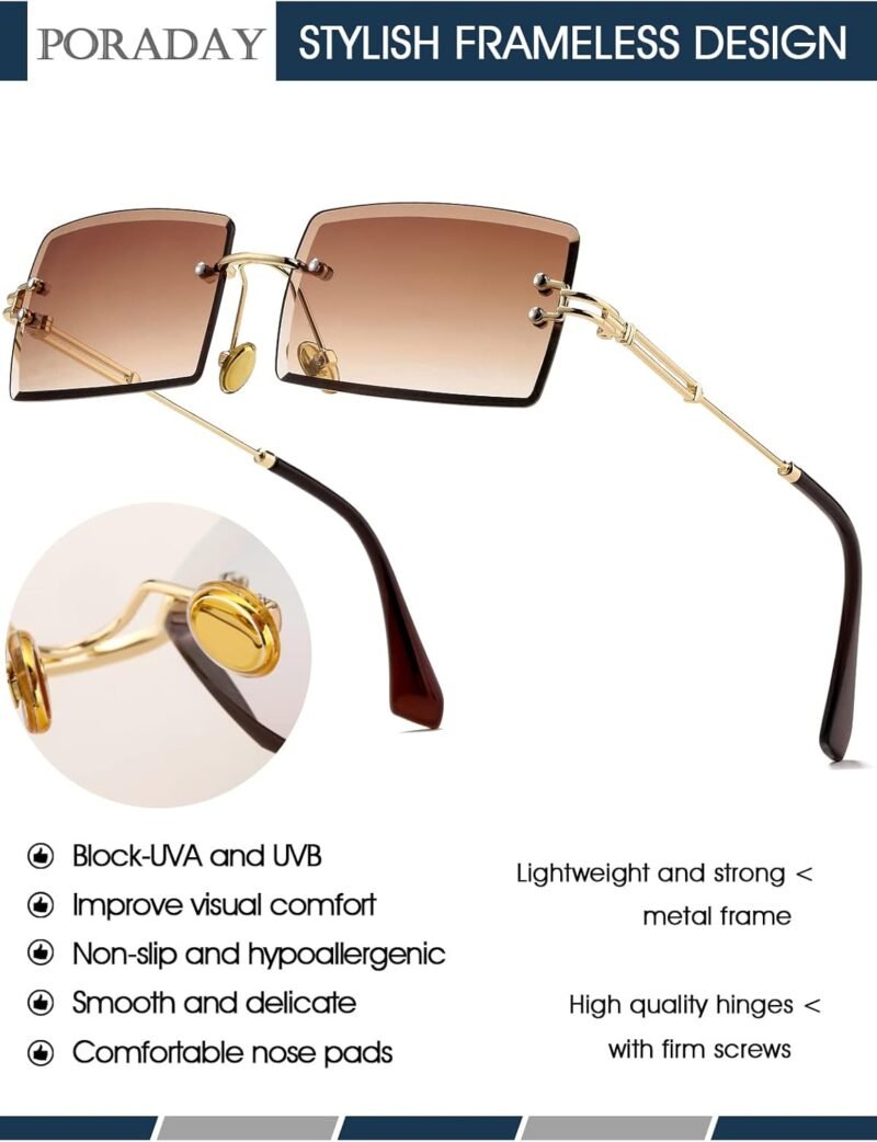 CEREMONYT Sunglasses Square  Rectangle Sunglasses for Women Men Vintage Rimless Square Sun Glasses Candy Color