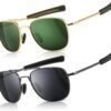 CEREMONYT Sunglasses Men’s Military Style Polarized Pilot  Sunglasses Bayonet Temples