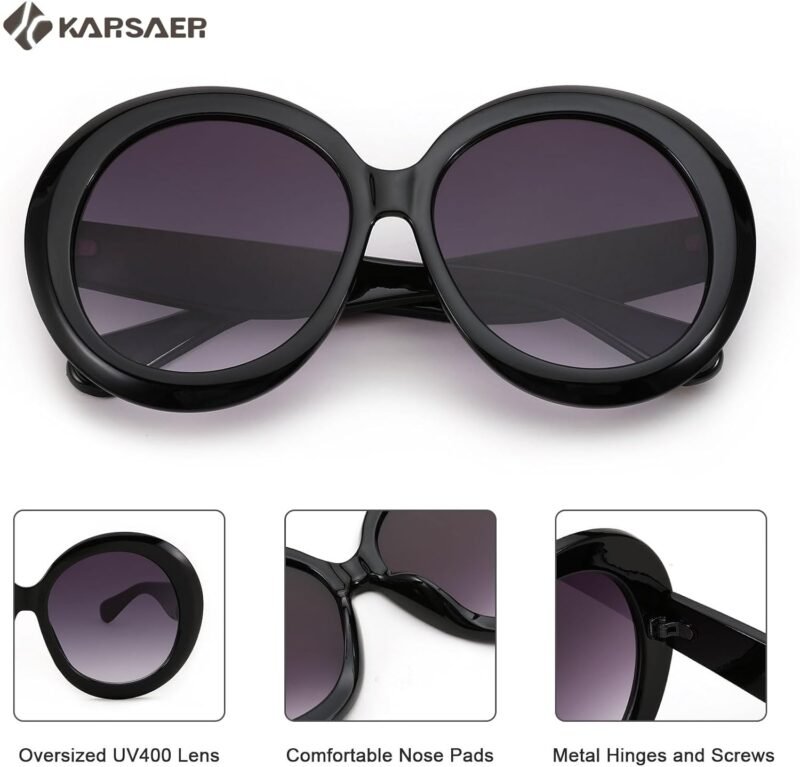 CEREMONYT Sunglasses Round Retro Oversized Round Sunglasses Women & Men, 70s 80s Fashion Trendy Big Shades K7155