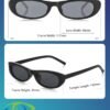 CEREMONYT Sunglasses Oval Narrow Cat Eye Sunglasses for Women Men 90s Sun Glasses Womens Small Oval Sunglasses Black Shades