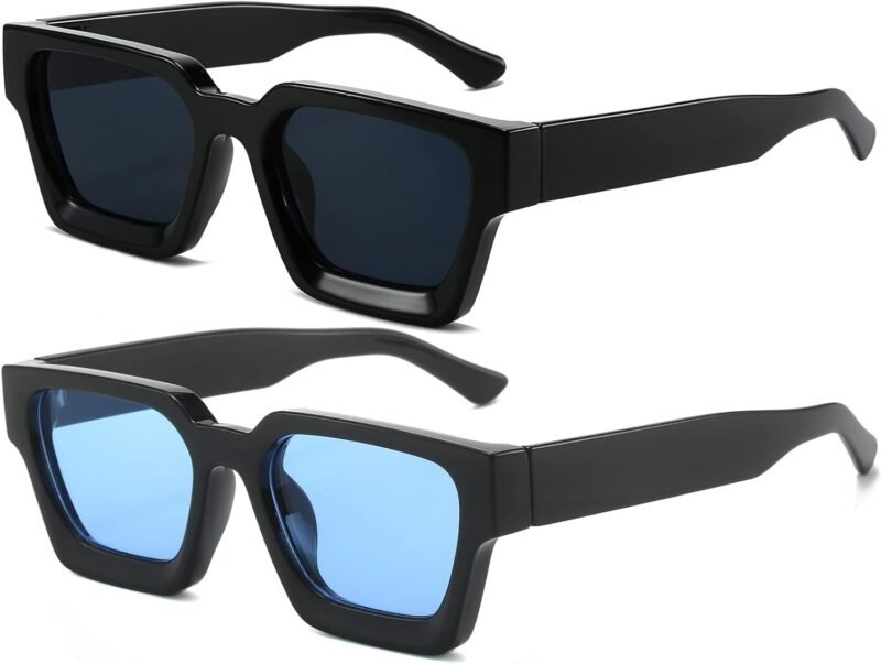 CEREMONYT Sunglasses Square  Sunglasses for Women Men Square Thick Frame Sun Glasses Simple Designer Style Shades