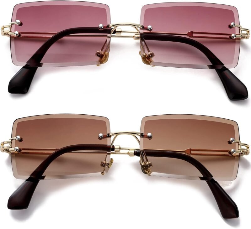 CEREMONYT Sunglasses Square  Rectangle Sunglasses for Women Men Vintage Rimless Square Sun Glasses Candy Color