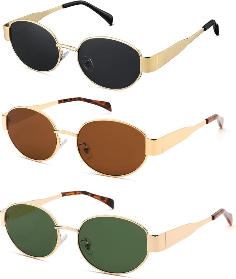 CEREMONYT Sunglasses Oval Sunglasses for Women Men – Fashion Sun Glasses – Rectangle Metal Frame Shades