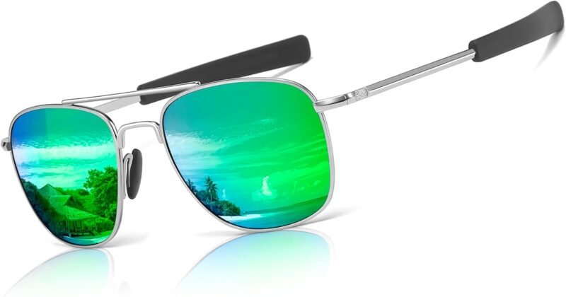 CEREMONYT Sunglasses Men’s Military Style Polarized Pilot  Sunglasses Bayonet Temples