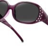 CEREMONYT Sunglasses Oval Sunglasses for Women, Rhinestone Wrap Around Sunglasses with UV400 Protection