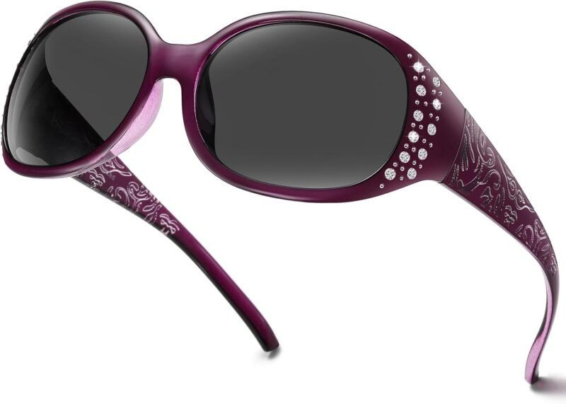 CEREMONYT Sunglasses Oval Sunglasses for Women, Rhinestone Wrap Around Sunglasses with UV400 Protection