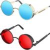 CEREMONYT Sunglasses Round  Gothic Steampunk Sunglasses for Women Men Round Lens Metal Frame