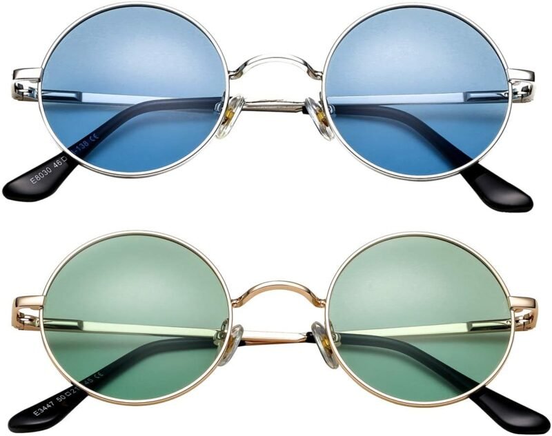 CEREMONYT Sunglasses Round Circle Lennon Glasses Retro Round Polarized Sunglasses Hippie Style Small Circle Sun Glasses