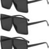 CEREMONYT Sunglasses Square Square Oversized Sunglasses for Women Men Flat Top Fashion Shades