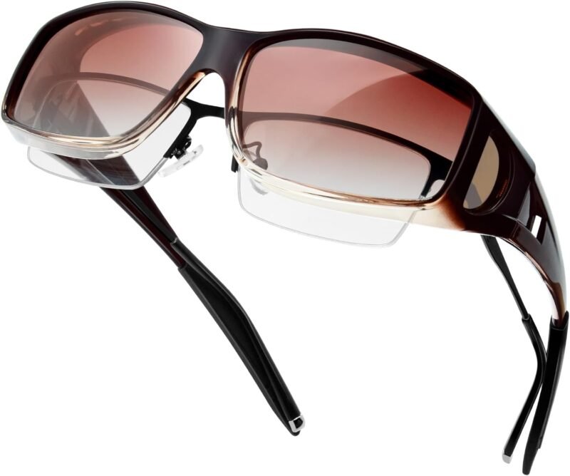 CEREMONYT Sunglasses Wraparound Fit Over Glasses for Men Women, Polarized, UV400 Protection, Wrap Around Sunglasses