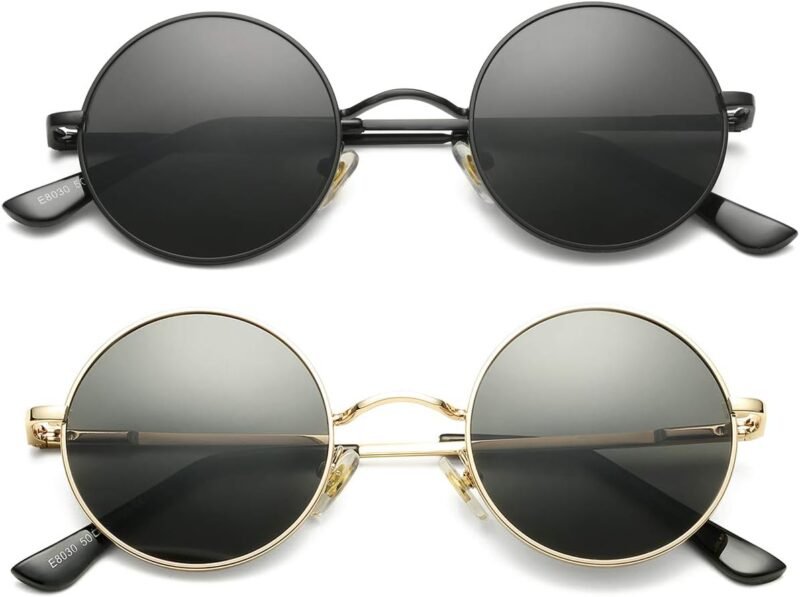 CEREMONYT Sunglasses Round Circle Lennon Glasses Retro Round Polarized Sunglasses Hippie Style Small Circle Sun Glasses