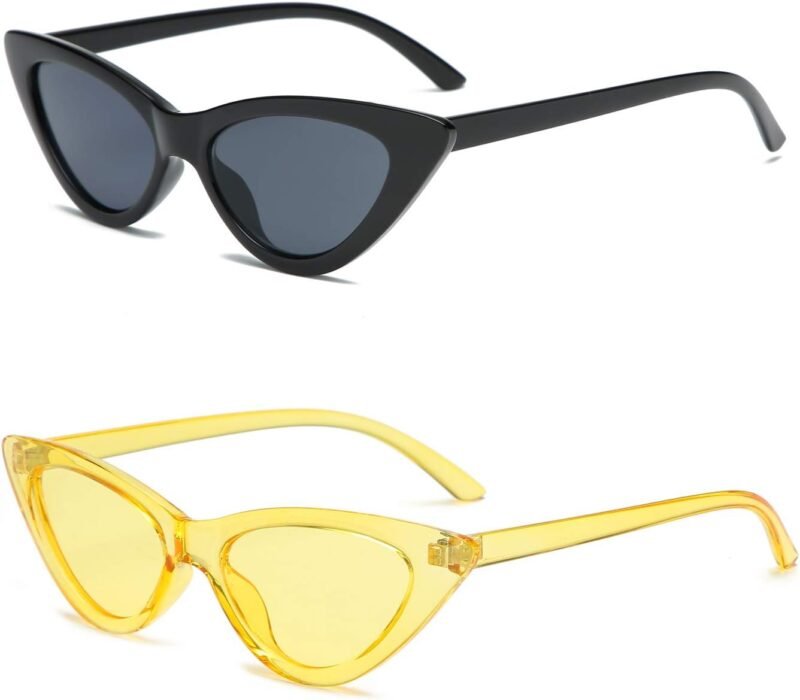 CEREMONYT Sunglasses Cat Eye Vintage Narrow Cat Eye Sunglasses for Women Clout Goggles Plastic Frame