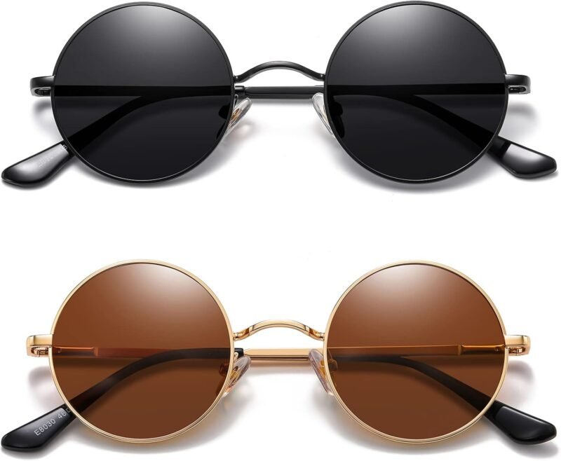 CEREMONYT Sunglasses Round  Small Round Sunglasses Polarized for Men Women Retro Vintage Circle Hippie Sun Glasses UV400