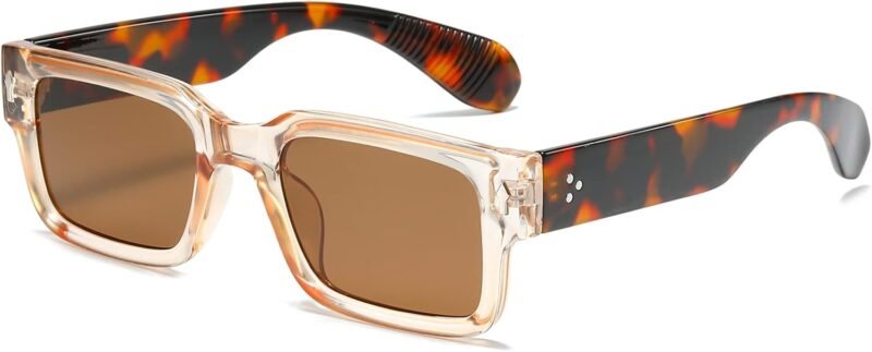 CEREMONYT Sunglasses Square  Frame Sunglasses for Women Men Trendy Chunky Rectangle Sun Glasses Black Shades UV400 Protection