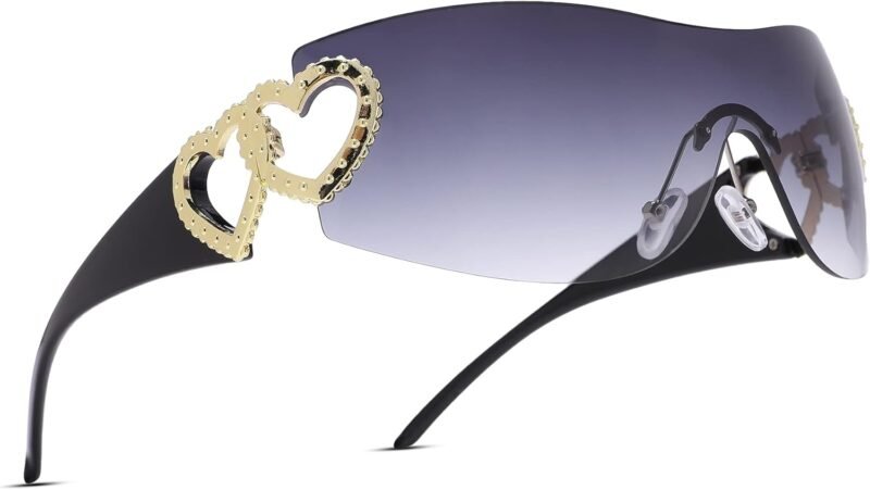 61yEb_x239L._AC_SL1500 CEREMONYT Sunglasses Wraparound Pro Wrap Around Rimless Sunglasses Women Men, Oversized Fashion Futuristic Sun Glasses Cool Shade 2000S Trendy