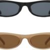 CEREMONYT Sunglasses Oval Narrow Cat Eye Sunglasses for Women 90s  Oval  Womens Oval Sunglasses Fashion Small Black Shades