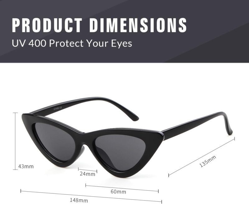 61z728VOe9L._AC_SL1500 CEREMONYT Sunglasses Cat Eye Vintage Cat Eye Sunglasses for Women Trendy Narrow Cateye Frame Sun Glasses