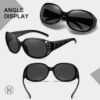 CEREMONYT Sunglasses Oval Sunglasses for Women, Rhinestone Wrap Around Sunglasses with UV400 Protection